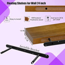 IAE Walnut Floating Wall Shelves 24 inch, Bathroom Shelves Wall Mounted,Invisible Shelves Floating Kitchen Shelves,Wooden Wall Shelves with Brackets for Living Room Wall Mounted,Easy Install,Set of 2 by CozyNest Decor