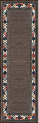 Beverly Rug Outdoor Runner Rug 2x7 Modern Floral Bordered Area Rugs for Indoor and Outdoor Patio Easy to Clean Non Shedding Living Room Porch Garden Washable Outside Carpet (2 x 7 Brown) by CozyNest Decor