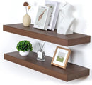 Deep Floating Shelves for Wall, 36'' x 12'' Rustic Large Floating Shelves Set of 2, 12 Inch Deep Walnut Wood Wall Shelves for Living Room Bathroom Laundry Room Bedroom Kitchen Home Office - Walnut by CozyNest Decor