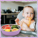 Nuogo 2 Pcs Stainless Steel Baby Suction Plates with Removable Silicone Shell 2-in-1 Metal Toddler Bowl Divided for Picky Eaters Kid Feeding Led Weaning Supply, Dishwasher Safe (Yellow,Purple) by TinyTreasures Baby Boutique