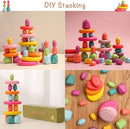 OESSUF Stacking Rocks 26Pcs Stacking Blocks Balancing Stones Wooden Building Toys Wood Stone Stacking Game for Toddler Sorting Preschool Educational Montessori Stacking Rocks for Kids by TinyTreasures Baby Boutique