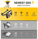 Baby Car Mirror, Stretchable 360° Caring Baby Mirror for Car Seat Rear Facing Seat Infant Shatterproof, Baby Essentials for Newborn, Crash Tested and Certified by TinyTreasures Baby Boutique