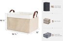 StorageWorks Storage Bins, Fabric Storage Bins for Shelves, Large Storage Baskets with Metal Frame, Closet Baskets and Bins with Handles, Brown and White, 2-Pack by TinyTreasures Baby Boutique