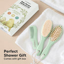Baby Hair Brush and Comb Set for Newborn - Wooden Baby Hair Brush Set with Soft Goat Bristle, Baby Brush Set for Newborns, Baby Brush and Comb Set Girl, Boy, Toddler Cradle Cap Brush (Oval, Sage) by TinyTreasures Baby Boutique