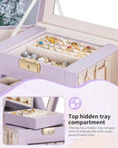 AKOZLIN 5-Tier Jewelry Box Leather Jewelry Storage Organizer with 4 Drawers Lockable for Women Girls Ring Necklace Earring Bracelet Watches Holder with Mirror Purple by TinyTreasures Baby Boutique