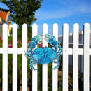 John's Studio Crab Wall Decor Outdoor Metal Bathroom Hanging Art Glass Blue Ocean Theme Decorations for Home, Pool and Patio by GreenHaven Gardens