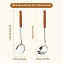 FJNATINH Wok Spatula and Ladle Tool Set - Stainless Steel Wok Tools,Wok Utensil,Mirror Polished Stainless Steel Cooking Utensils 14.6-15.2" Kitchen Utensils Cookware, Pack of 2 by CozyNest Decor