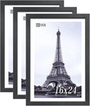 VCK 16x24 Poster Frames Set of 3, Black Solid Wood Picture Frame, Textured Exclusive Wall Gallery Frame by CozyNest Decor