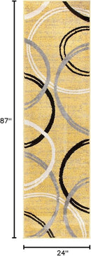 Rugshop Modern Wavy Circles Design Runner Rug 2' x 7'2" Yellow by TinyTreasures Baby Boutique