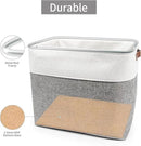 Large Fabric Storage Baskets | 50L Storage Bins, Decorative Linen Closet Baskets with Handles for Organizing, Shelf, Toys, Clothes, Home, Office, Nursery, 17x12x15Inches (Grey&White) by CozyNest Decor