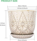Gepege 10 Inch Plant Pot, Creamy White Ceramic Planter with Drainage Holes and Saucers for Plants Indoor and Outdoor Flower Pot by GreenHaven Gardens