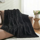 NEWCOSPLAY Super Soft Throw Blanket Black Premium Silky Flannel Fleece 3D Clouds Stylish Jacquard Lightweight Bed Blanket All Season Use 350GSM (Black, Throw(50"x60")) by CozyNest Decor