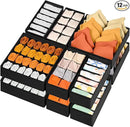 12 Pack Drawer Organizers, 116 Compartments Fabric Foldable Dresser Drawer Organizers for Clothing, Closet Organizers and Storage Bins for Clothes, Christmas Ornament Storage Boxes with Dividers by CozyNest Decor
