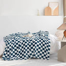 LOMAO Throw Blankets Flannel Blanket with Checkerboard Grid Pattern Soft Throw Blanket for Couch, Bed, Sofa Luxurious Warm and Cozy for All Seasons (Navy, 50"x60") by CozyNest Decor