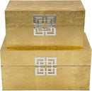 Galt International Storage Box Set Decorative Storage Box w/Hinged Lid Classic Design Wood Decor Boxes with Geometric Clasp Storage for Bedroom & Home - Set of 2 (Gold Leaf) by CozyNest Decor