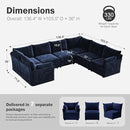 136.4" Oversized Modular Sectional Sofa, U Shaped Convertible Couch with Movable Ottoman, Large 7 Seat Corner Couches for Living Room Deep Seat Blue Chenille by CozyNest Decor