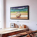 ElephantStock Baseball In Stadium Wall Art - Horizontal Framed Canvas - 1-Piece Living Room Wall Decor - Car Photography Canvas Print - Brown and Beige Decor for Wall - 31" X 21" by CozyNest Decor
