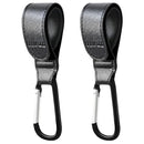 Stroller Hooks for Hanging, 2 PCS Durable Leather Style Stroller Clip Straps, Baby Stroller Hooks for Diaper Bags Grocery Shopping Bags, Mommy Hook for Stroller (Black) by TinyTreasures Baby Boutique