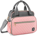 Crossbody Small Diaper Bag, Cute Mini Baby Diaper Tote Bags with Insulated Pockets for Traveling Outdoor Parent, Pink & Gray by TinyTreasures Baby Boutique