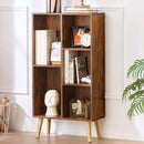 LEYAOYAO 5 Cube Small Bookshelf,3 Tier Mid-Century Bookcase with Legs,Wood Bookshelves Storage Organizer Shelf,Narrow Book Shelves,Brown Bookcases by CozyNest Decor