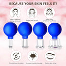 4 Size Facial Cupping Therapy Set Glass, Eye Face Vacuum Massage Anti Cellulite Cup - Silicone Cupping Massage Therapy, for Beauty Body Cup Fascia Massager(Softcover-Blue) by CozyNest Decor