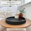 OAKOA Concrete Black Tray for Coffee Table - Round Black Decorative Tray for Table Decor - Bandejas Decorativas para La Sala - Coffee Table Centerpiece by CozyNest Decor