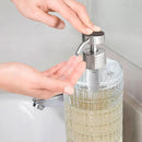 Lunestella Elegant Glass Hand Soap Dispenser with Stainless Steel Pump, for Bathroom and Kitchen, Rust Proof, 17oz (Silver) by CozyNest Decor