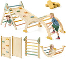 Tiny Land Pikler Triangle Set,7-in-1 Foldable Montessori Toddler Climbing Toys Indoor, Wooden Playground Jungle Gym for Kids, Climber Gift for Boys & Girls Toddler Climbing Toys (Morandi) by TinyTreasures Baby Boutique