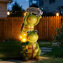 Garden Turtle Outdoor Statues, Solar Garden Statue Two Sweet Frog Face Turtles Decor with 3 LED Lights, Unique Art Resin Gifts for Patio Lawn Porch Yard by GreenHaven Gardens