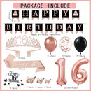 16th Birthday Decorations for Girls - 56pcs Rose Gold Happy 16th Banner, 16th Birthday Crown Sash, Cake Topper, Number 16 balloons, 3D Butterflies, 4 Balloon Stands kits by TinyTreasures Baby Boutique
