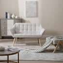 48" Small Loveseat Sofa, Modern Linen Fabric Mini Sofa Couch 2-Seater Love Seat with Quilting Backs and Wood Legs for Living Room, Bedroom and Small Space, Beige by CozyNest Decor