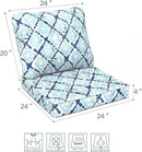 LVTXIII Outdoor Deep Seat Cushion Patio Seat and Back Cushion Set Seasonal Chair Cushion with Removable Cover and Adjustable Buckle for Home and Garden, 24"x24"x4", Boho Geometry Blue by GreenHaven Gardens