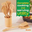 Riveira Maple Wooden Spoons for Cooking Set of 9 – Natural Maple Wooden Cooking Utensils, Wooden Spatula, Wooden Spoon - Premium Quality Wooden Utensil Set for Non-Toxic Cooking by CozyNest Decor