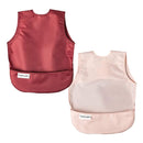 Tiny Twinkle Mess Proof Apron Bibs - 2 Pack Waterproof & Lightweight Baby Bibs for Led Weaning | 100% Recycled Polyester, Easy Clean & Machine Washable (Rose Burgundy,Small 6-24 Months) by TinyTreasures Baby Boutique