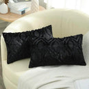 decorUhome Fall Throw Pillow Covers 12x20 Inch Set of 2, Soft Plush Decorative Faux Fur Black Solid Couch Pillow Covers, Accent Farmhouse Neutral Lumbar Euro Pillow Cases for Sofa Bed Living Room by CozyNest Decor
