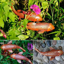Antique Ceramic Koi Fish Garden Statues - Set of 2 | Exquisite Fish Sculptures for Outdoor, Patio, Pond, and Garden Decorations (Brassy) by GreenHaven Gardens