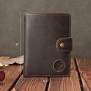 Polare Luxury RFID Blocking Leather Passport Holder Travel Wallet For Men and Women (Dark Brown with AirTag Slot(Snap Version)) by TinyTreasures Baby Boutique