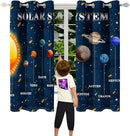Outer Space Curtains for Boys - 2Pcs 82" x 63" Solar System Print Curtain Panels for Boys Bedroom Planets Galaxy 95% Blackout Grommet Top Window Drapes for Living Room by TinyTreasures Baby Boutique