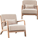 INZOY Mid-Century Modern Accent Chair Set of 2, Upholstered Living Room Chairs with Waist Cushion, Reading Armchair for Bedroom Sunroom by CozyNest Decor