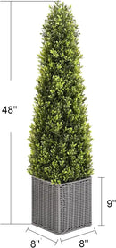 48 Inch Artificial Boxwood Outdoor Topiary Tree Set of 2, 4FT Potted Boxwood Tree Cone Topiary Artificial Plant Shrub for Front Porch Home Office Decor… by GreenHaven Gardens