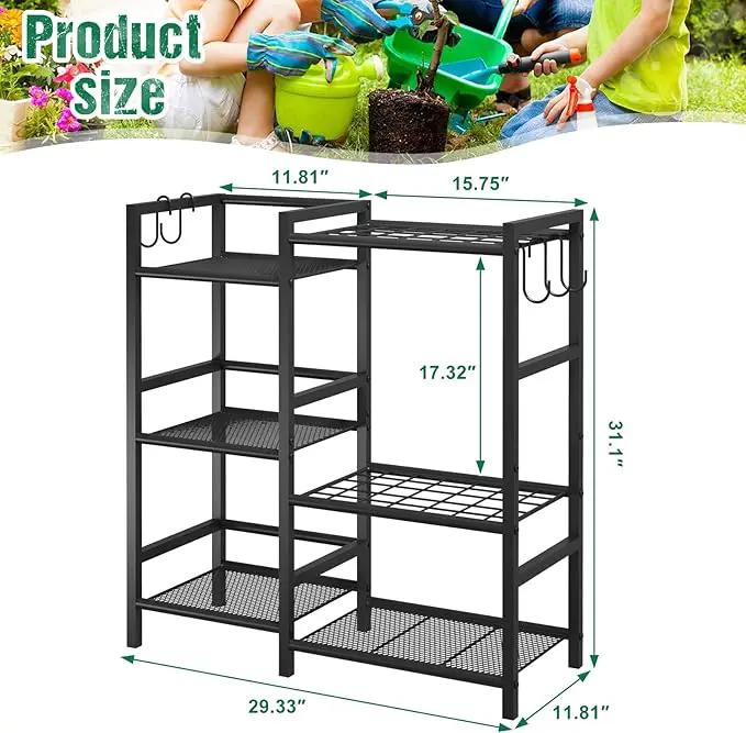keomaisyto Garden Tool Organizer for Garage Organization, 3 Tier Yard Tool Storage Rack with 35 Long-Handled Tool Slots, Heavy Duty Garden Tool Holder with Large Hooks for Shed, Yard, Garage, photo 4 of 7