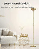 BoostArea Torchiere Floor Lamp Gold, 30W Super Bright LED Standing Lamp, 3000K Stepless Dimmable Pole Lamp with Rotary Switch, 70 Inch Tall Metal Modern Floor Lamps for Living Room/Bedroom/Office/Den by CozyNest Decor
