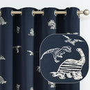 Vangao Kids Curtains Navy Blue Blackout Dinosaur Curtains for Boys Kids Nursery Girls Room Silver Dino Foil Print Thermal Insulated Drapes Grommet Top Window Treatments 84 Inches Length 2 Panels by TinyTreasures Baby Boutique