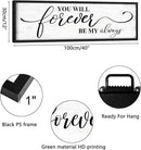 You Will Forever Be My Always Sign: Inspirational Quotes Master Bedroom Signs Wall Decor Above Bed Framed Hanging Wall Plaques 12" x 40",Modern Farmhouse Family Signs Rustic Wall Art by CozyNest Decor