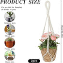 2 PCS Macrame Plant Hanger Indoor Hanging Plant Holder Hand-Woven Cotton Rope Flower Pot Basket with Metal Hook Rings Window Plant Hanger for Outdoor Hanging Pots Home Boho Decor, No Tassels, 23.6" by GreenHaven Gardens