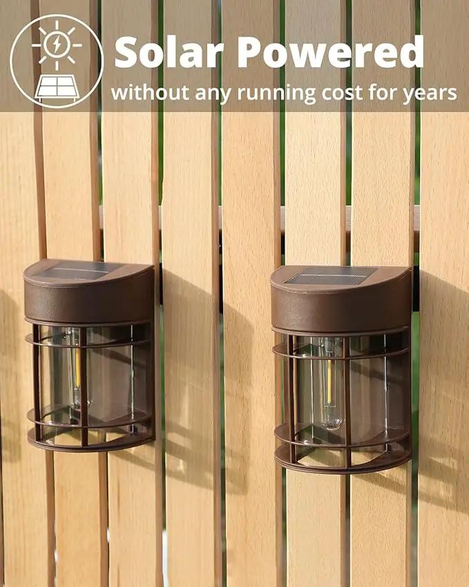 Solar Fence Lights, 8 Pack Deck Light Waterproof Solar Outdoor Lights for Garden Fence Post Backyard Decor, Brown, photo 3 of 8