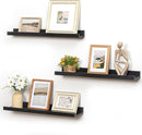 Picture Ledge Wall Shelves 24 inches Width Set of 3, Solid Pine Wood Rustic Floating Ledge Shelves for Kids' Room Bedroom Kitchen Bathroom Living Room Nursery Display Wall Decor, Black by TinyTreasures Baby Boutique