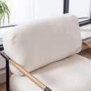 Mid-Century Accent Chair Set of 2, Soft Armchair Sherpa Fabric Lounge Chair with Black Metal Legs, Upholstered Leisure Chair for Living Room Bedroom Reception Room, White