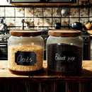 SAIOOL 2-Pack Striped Borosilicate Glass Airtight Canisters - Big mouth Large Capacity, Acacia Wood Lid, Food Storage Jars for Flour, Pasta, Pantry Organization (1/2 Gallon （Striped 2 pack）) by CozyNest Decor