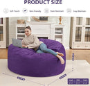 3FT Bean Bag Chair, Comfy Bean Bag Chairs with Memory Foam Filled, Fluffy Beanbag Sofa with Dutch Velvet Cover, Round BeanBag Chairs for Living Room, Playroom - Purple by TinyTreasures Baby Boutique
